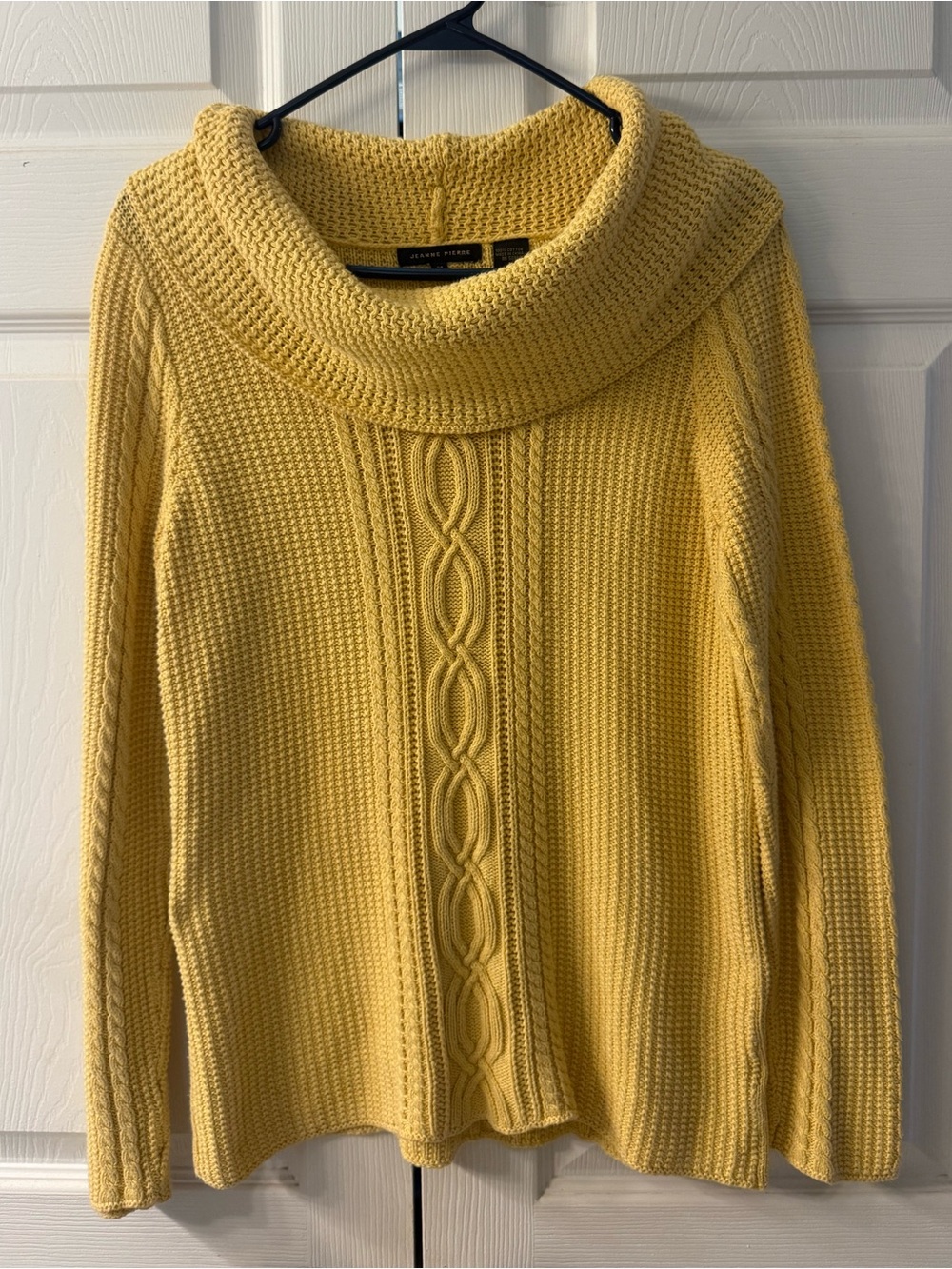 JEANNE PIERRE Sunshine Yellow Cable Cowl Sweater